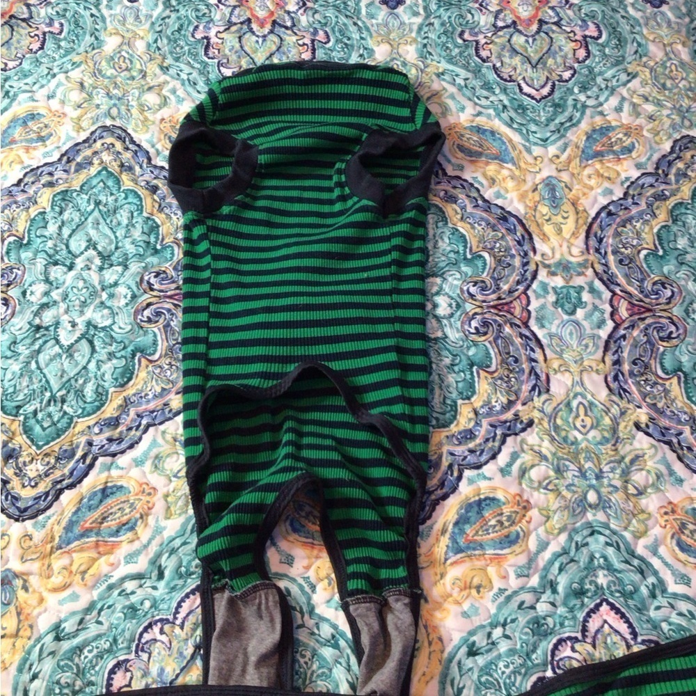 Striped Green and Black Dog recovery suit  (0015) - Picture 3 of 8